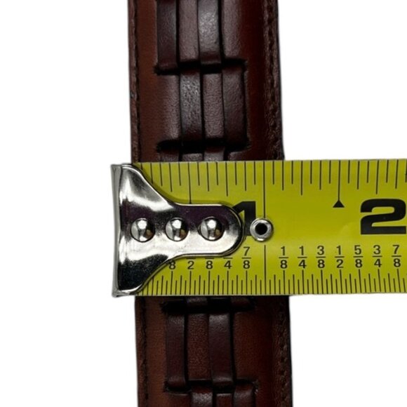 Leather Woven Belt Men's Brown 36" / 90 Oil Tan Cowhide Solid Brass Buckle - Picture 8 of 16
